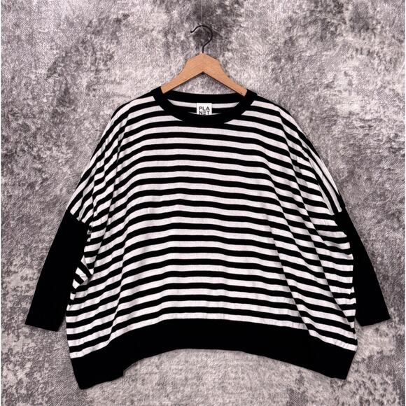 Planet Lauren G Sweater OS One Size Womens Pima Cotton Modal Striped Oversize - Picture 1 of 8